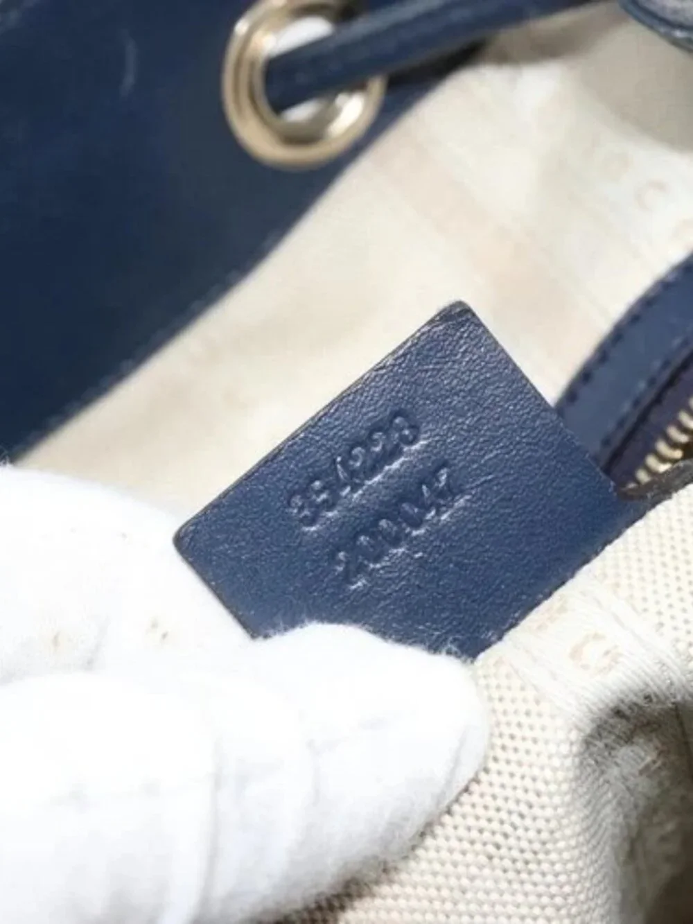 GUCCI Diamante Shoulder Bag Leather Navy Silver 354228 Auth 181216